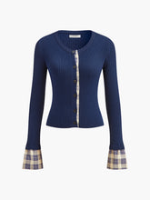 Color Block Button Panel Cardigan