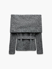 Off-Shoulder Belted Sweater