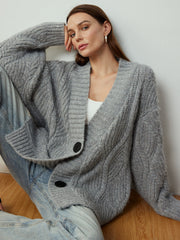 Cable-Knit Button Cardigan