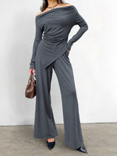 Asymmetrical Ruched Jersey Pants Set