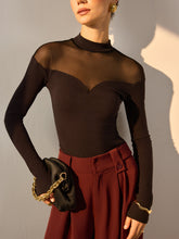 Sheer Mesh-Detail Sweetheart Slim Top