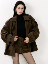 Lapel Loose Suede Effect Jacket