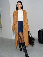 Suede Effect Button Long Blazer