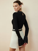 Ruffle-Cuff Cutout Slim T-Shirt