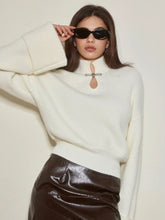 Keyhole Neckline Ribbed Shift Sweater