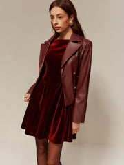 Velvet Pleated Tank Short Dress