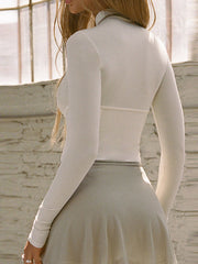 Stand Collar Jersey Panel Top