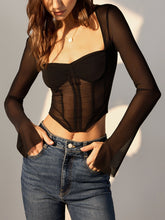 Sheer Mesh Long Sleeve Skinny Top