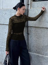 Semi-Sheer Lace Panel Jersey Two-Piece T-Shirt
