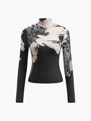 Mock-Neck Tye Dye Printed Shirt