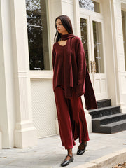 Wool-Blend Loose Sweater With Matching Scarf