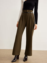 Slim-Belt Pleated Pants