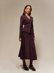 Wool-Blend V-Neck Button Cardigan