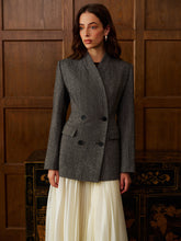 Wool-Blend Polka Dot Slim Blazer