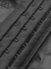 Sheer Embroidered Floral Ruffle Lace Corset