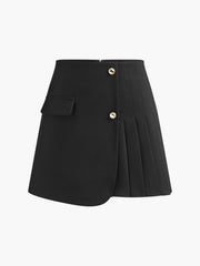 Asymmetrical Pleated Zipper Skirt