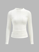 Semi-Sheer Stand Collar Side-Pleated Skinny Top