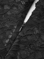 Sheer Lace Keyhole Cut-Out Dress With Ruched Design