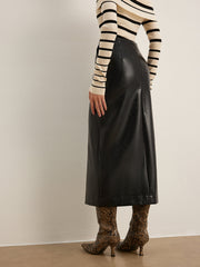Double Sided Split Faux Leather Skirt