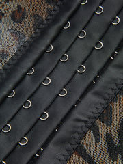 Semi-Sheer Leopard Printed Spaghetti Strap Corset