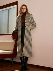 Checked Button Long Coat