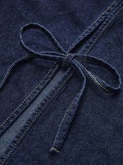 Denim Tie Front Shorts Set