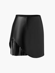 Faux Leather Pleated Panel Skirt