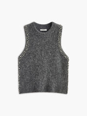 Wool-Blend Beaded Sweater Vest