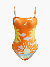 Tropical Print Back Cut-Out One-Piece Swimsuit