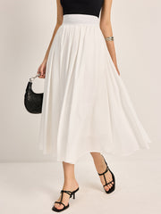 Semi-Sheer Elegant A-Line Pleated Skirt
