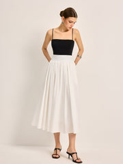 Semi-Sheer Elegant A-Line Pleated Skirt