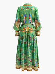 Boho Long Sleeve Button Floral Dress