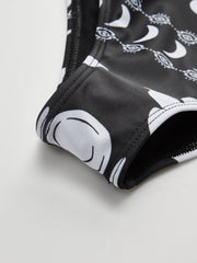 Printed Cutout V-Neck One-Piece Swimsuit