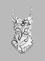 Abstract Print Spaghetti Strap One-Piece