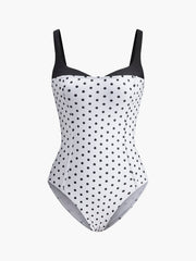 Polka Dot Contrast One-Piece Swimsuit