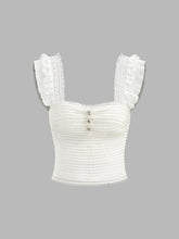 Ruffled Strap Buttoned Smocked Top