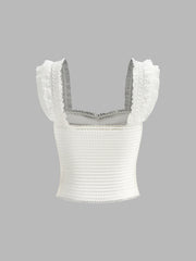 Ruffled Strap Buttoned Smocked Top