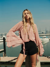 Chiffon Ruffle Sleeve Blouse