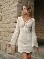 Semi-Sheer Bohemian Lace-Up Dress
