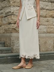 3D Embroidered A-Line Skirt