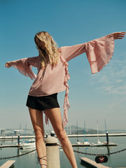 Chiffon Ruffle Sleeve Blouse