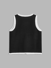 Scalloped Trim Tie Front Vest