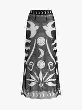 Sheer Printed Mesh Beach Cover-Up Skirt