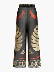 Sheer Printed Wide-Leg Beach Pants