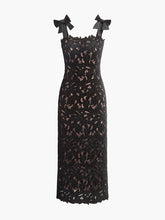 Floral Jacquard Bow Straps Dress