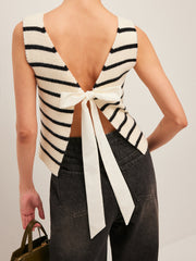 Bow Back Detail Striped Sweater Vest