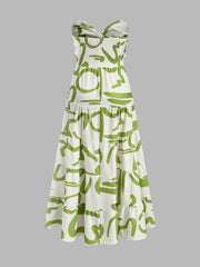 Twist Front Strapless Pleated Dress