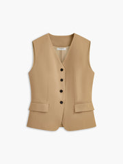 Button-Front Belted Vest
