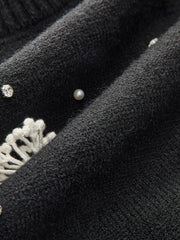 Floral Embellished Button-Back Knit Vest