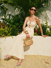 Cut-Out Strapless Textured Skirt Set